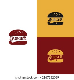 Burger logo with lettering design vector