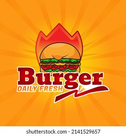 Burger Logo mascot Vector Illustration. Food Logo Design Graphic Modern