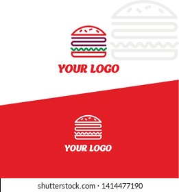 burger logo minimalism for food delivery or fast food cafe