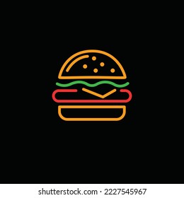 Burger Logo - Minimalist Burger Vector Logo Template - Line Hamburger Logo