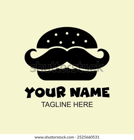 the burger logo with a mustache which symbolizes a professional burger chef is very suitable for animation or illustration of a fast food restaurant or food and beverage company logo