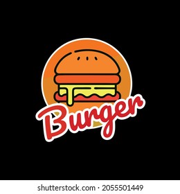 Burger logo on black background. modern and simple