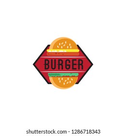 burger logo with red background