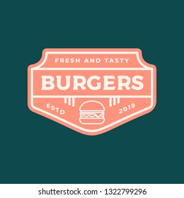 Burger Logo. Retro Styled Fast Food Emblem, Badge, Design Element, Logotype Template. Vector Illustration