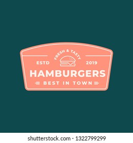 burger logo. retro styled fast food emblem, badge, design element, logotype template. vector illustration