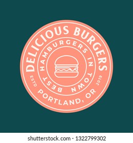 burger logo. retro styled fast food emblem, badge, design element, logotype template. vector illustration