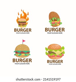 Burger logo set with cartoon style