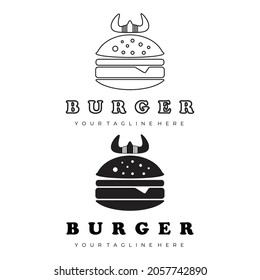 burger logo set line art illustration design vector creative nature minimalist monoline outline linear simple modern