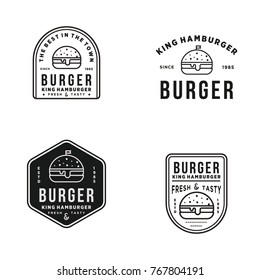 Burger logo set vintage element vector illustration vector 