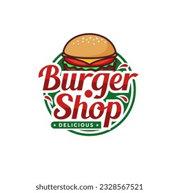 Burger logo shop vector art design template