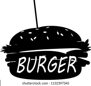 Burger Logo. Silhouette With The Inscription