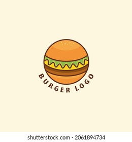 Burger logo symbol mascot in isolated background - vector illustration