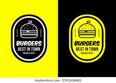 Burger logo template collection fresh and tasty