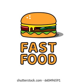 Burger Logo Template. Fast Food Menu Vector Illustration.