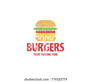 Burger Logo Template. Hamburger Vector Design. Food Illustration