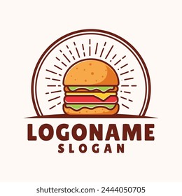 Plantilla del logotipo de la hamburguesa, conveniente para el restaurante y el café
