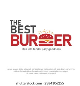 Burger Logo Template, Vector Editable Design, Beef Burger Logo, Fast Food