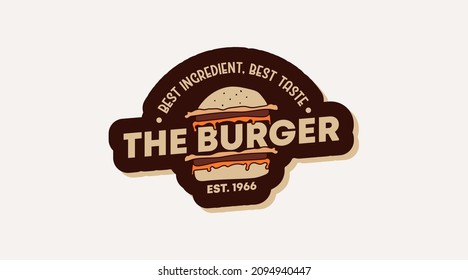 Vector de plantilla de logotipo de hamburguesa. Concepto de diseño de logotipo de comida rápida.