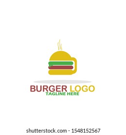 Burger Logo Template. Vector Illustration. Flat, Simple, Modern Style Design.