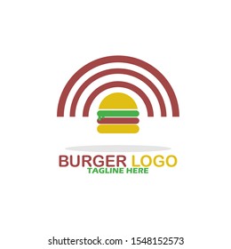 Burger Logo Template. Vector Illustration. Flat, Simple, Modern Style Design.