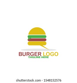 Burger Logo Template. Vector Illustration. Flat, Simple, Modern Style Design.