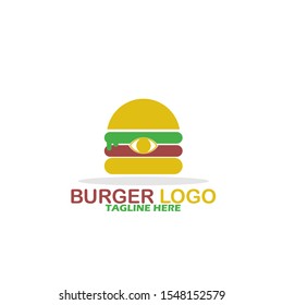 Burger Logo Template. Vector Illustration. Flat, Simple, Modern Style Design.