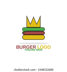 Burger Logo Template. Vector Illustration. Flat, Simple, Modern Style Design.