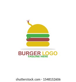 Burger Logo Template. Vector Illustration. Flat, Simple, Modern Style Design.