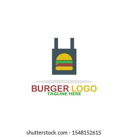 Burger Logo Template. Vector Illustration. Flat, Simple, Modern Style Design.