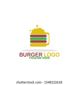 Burger Logo Template. Vector Illustration. Flat, Simple, Modern Style Design.