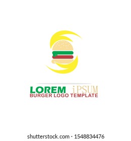 Burger Logo Template. Vector Illustration. Flat, Simple, Modern Style Design.