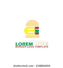 Burger Logo Template. Vector Illustration. Flat, Simple, Modern Style Design.