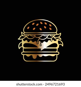 Plantilla del logotipo de la hamburguesa. Ilustración vectorial del ícono de restaurantes de comida rápida.