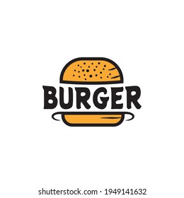 Logo de Burger con plantilla vectorial de diseño de texto