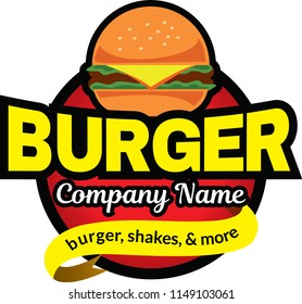 Burger logo vector with badge design