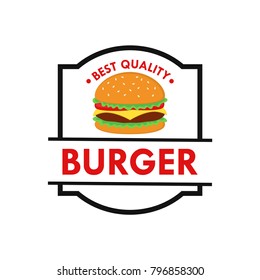 Burger Logo Vector with Badge Design. Fast Food Logo