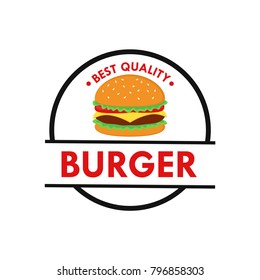 Burger Logo Vector with Badge Design. Fast Food Logo