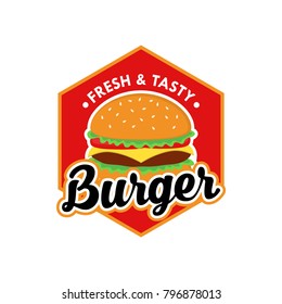 Burger Logo Vector with Badge Design. Fast Food Logo