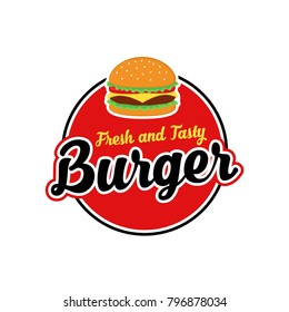 Burger Logo Vector with Badge Design. Fast Food Logo