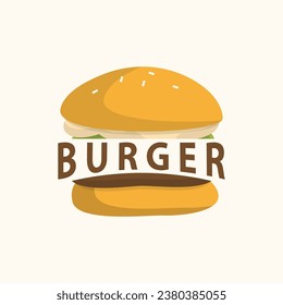 Burger Logo, Vector Bread, Meat And Vegetable Fast Food Illustration Design