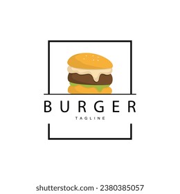 Burger Logo, Vector Bread, Meat And Vegetable Fast Food Illustration Design