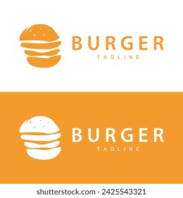 Burger Logo, Vector Bread, Meat And Vegetable Fast Food Illustration Design