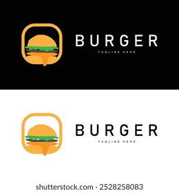 Burger Logo Vector Bread, Meat And Vegetable Fast Food Illustration Design