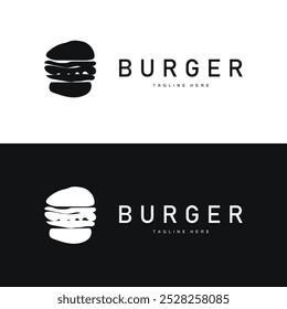 Burger Logo Vetor Pão, Carne E Vegetal Fast Food Design Ilustração