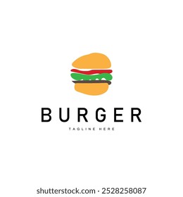 Burger Logo Vector Bread, Meat And Vegetable Fast Food Illustration Design