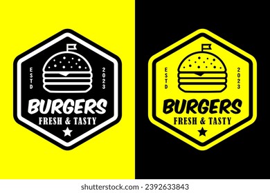 Burger logo vector design fresh and tasty