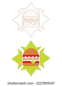 Burger logo, vector design logo, vector logo template, Burger with Crown Logo illustration, 