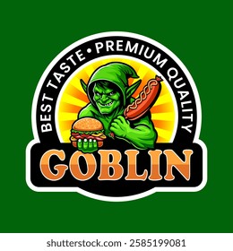 Burger logo vector with goblin as icon