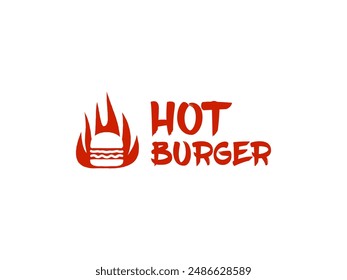 burger logo vector illustration. burger with fire logo template