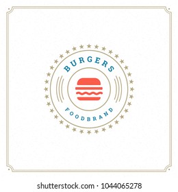 Burger logo vector illustration. Hamburger silhouette, good for restaurant menu and cafe badge. Vintage typography emblem design.